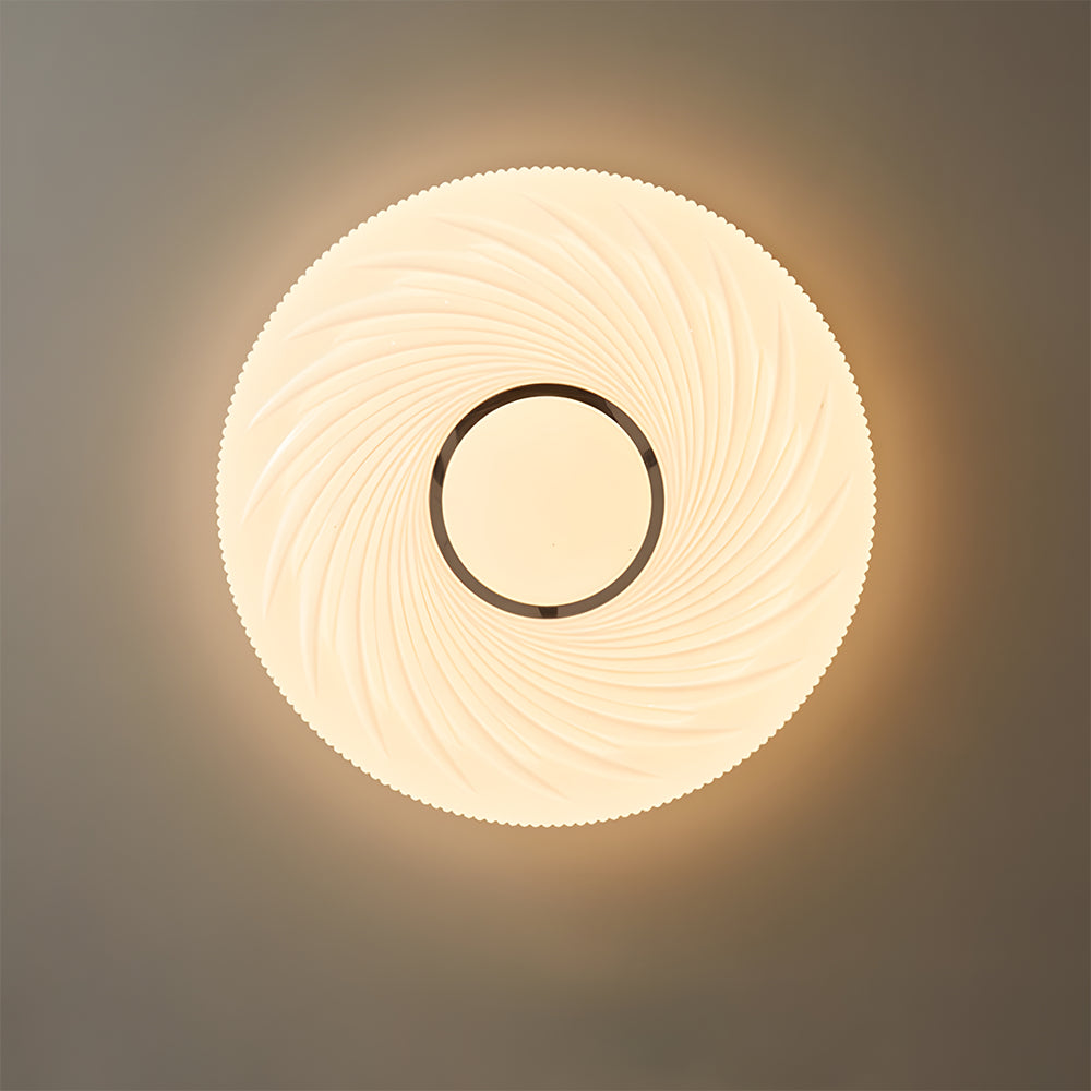 Wooden Pleated Flush Mount Ceiling Light Mid-Century Shade