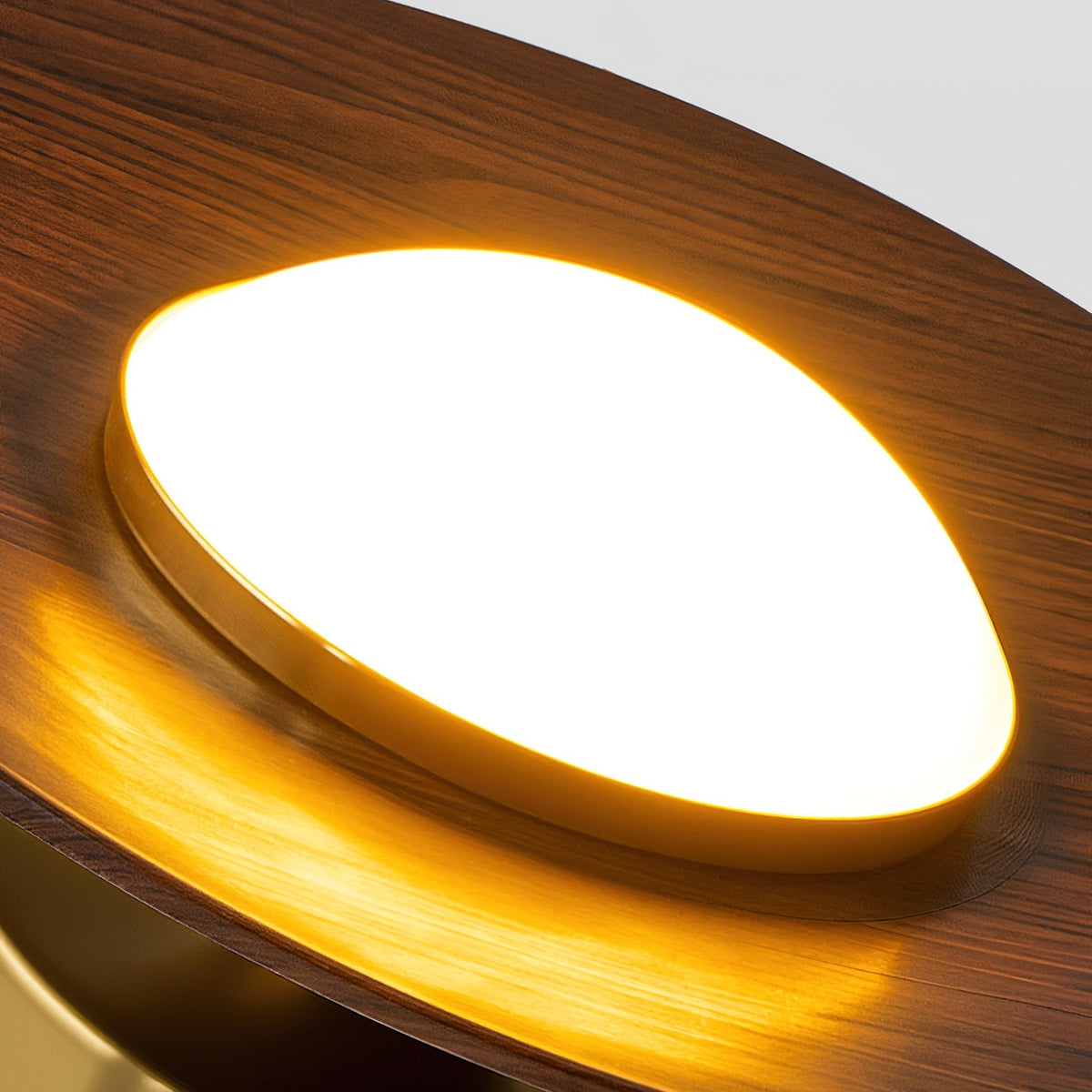 Walnut Disc Flush Mount Ceiling Light Slim Wood Frame