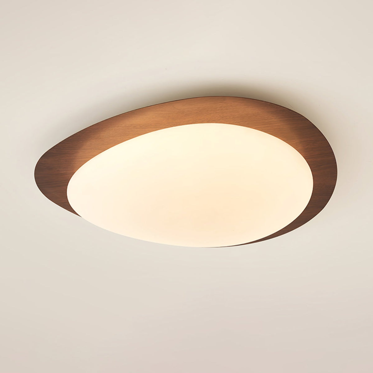 Pebble Wood Flush Mount Ceiling Light Integrated LED Low Profile