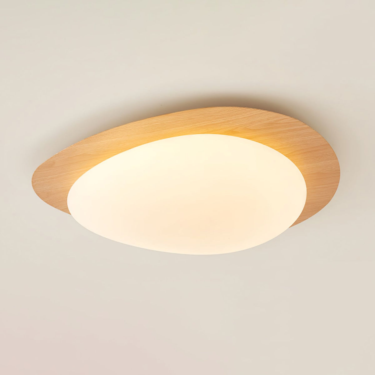 Pebble Wood Flush Mount Ceiling Light Integrated LED Low Profile