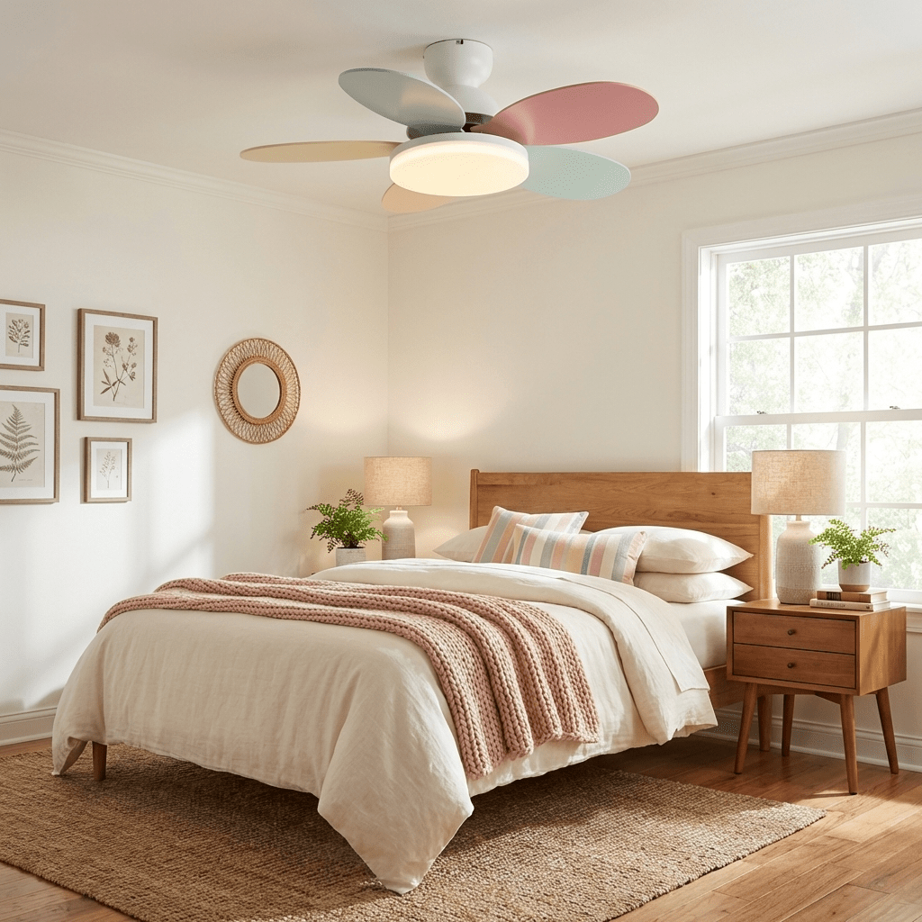 Petal Bloom Ceiling Fan Light Reversible Blades Remote Control