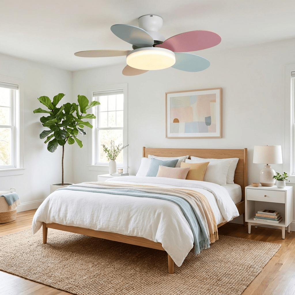 Petal Bloom Ceiling Fan Light Reversible Blades Remote Control