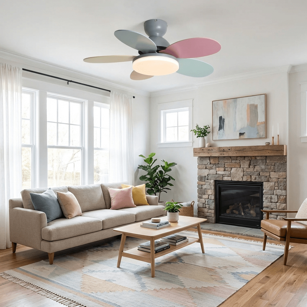 Petal Bloom Ceiling Fan Light Reversible Blades Remote Control