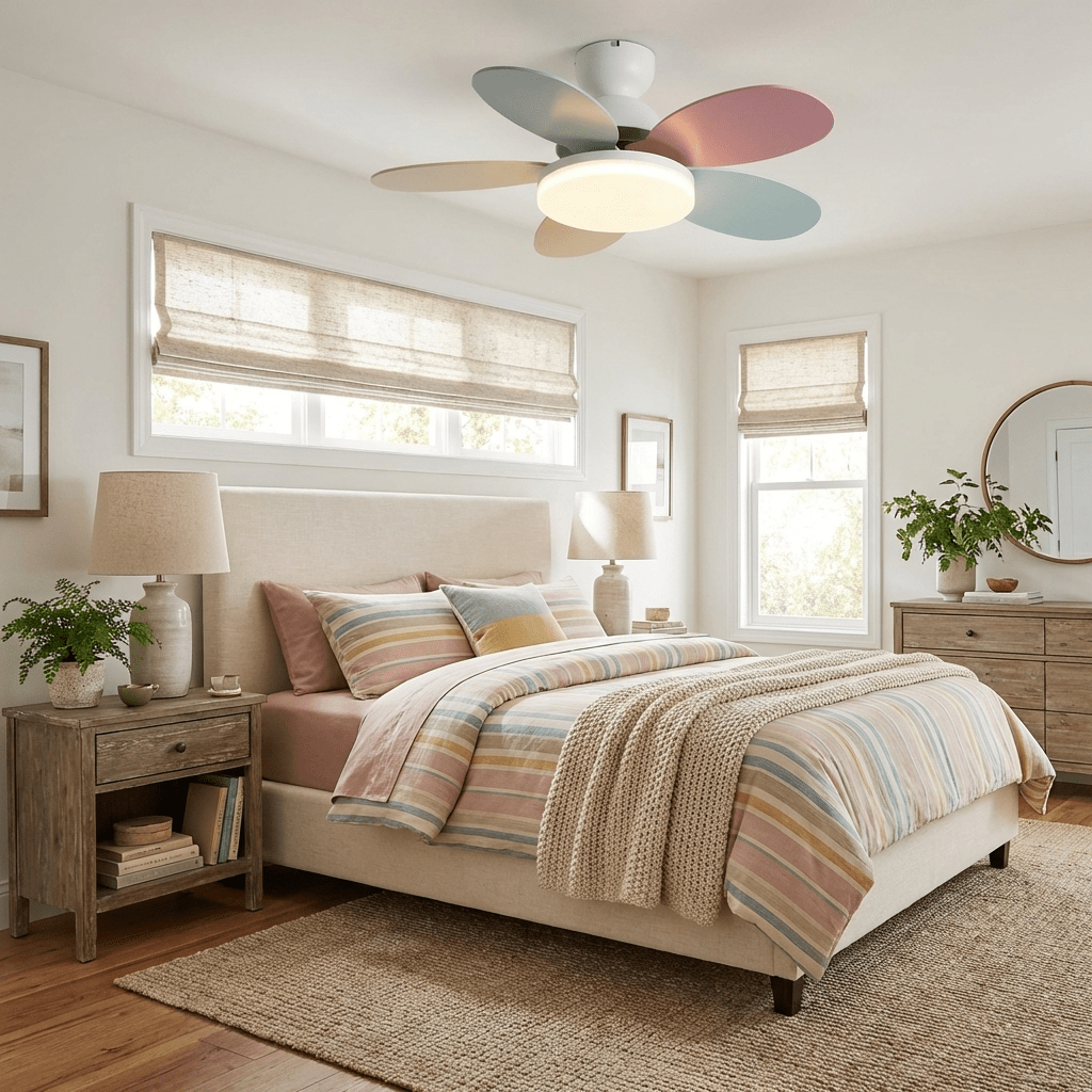 Petal Bloom Ceiling Fan Light Reversible Blades Remote Control
