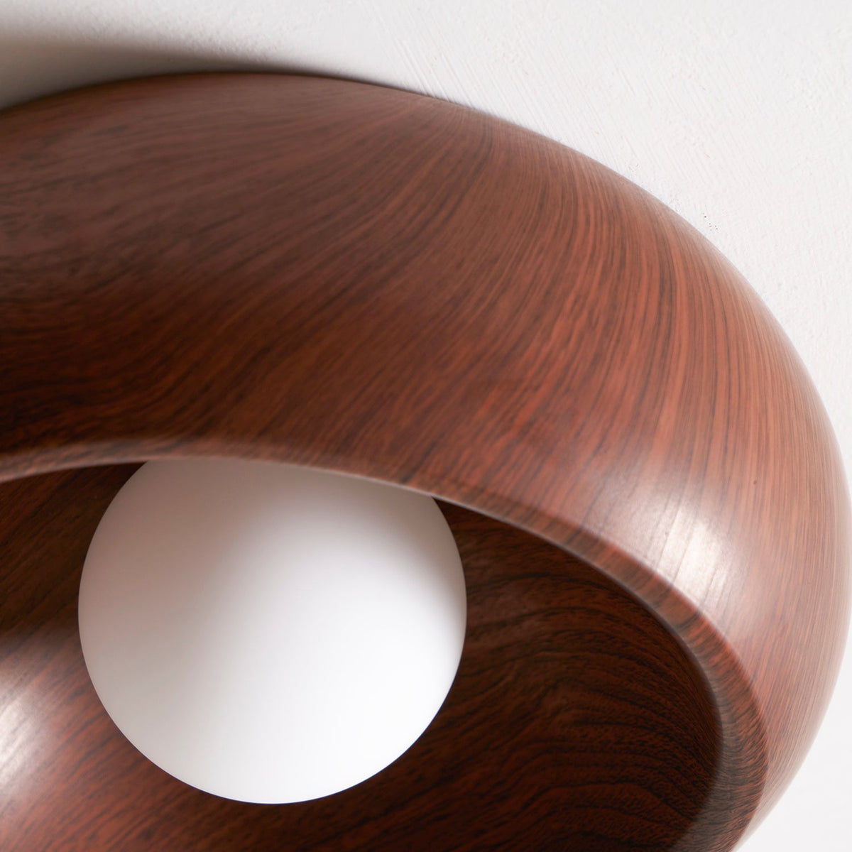 Halo Wood Flush Mount Ceiling Light Round Frame Integrated LED