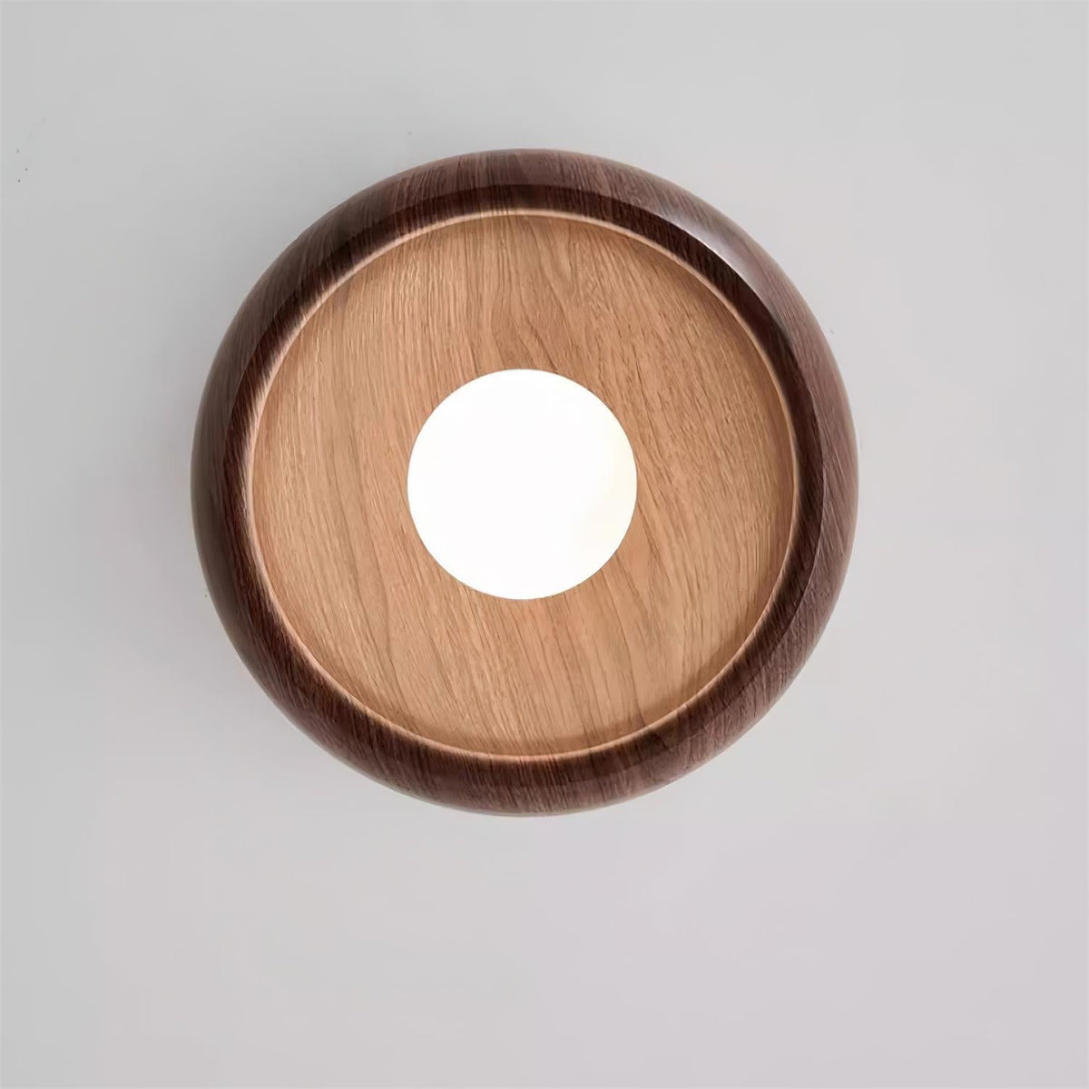 Halo Wood Flush Mount Ceiling Light Round Frame Integrated LED