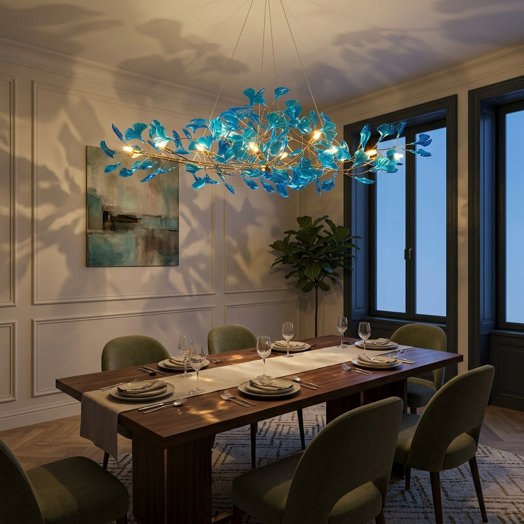 Ginkgo Leaf Canopy Chandelier Sculptural Branch Pendant Light