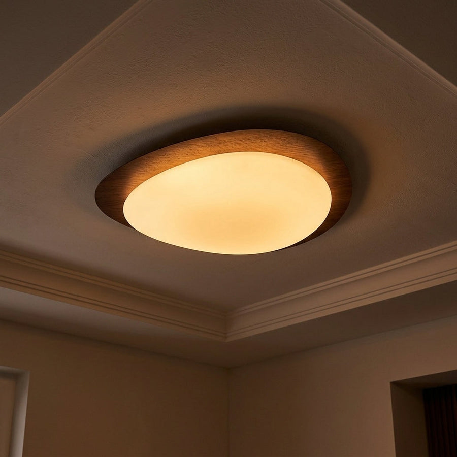 Pebble Wood Flush Mount Ceiling Light Integrated LED Low Profile